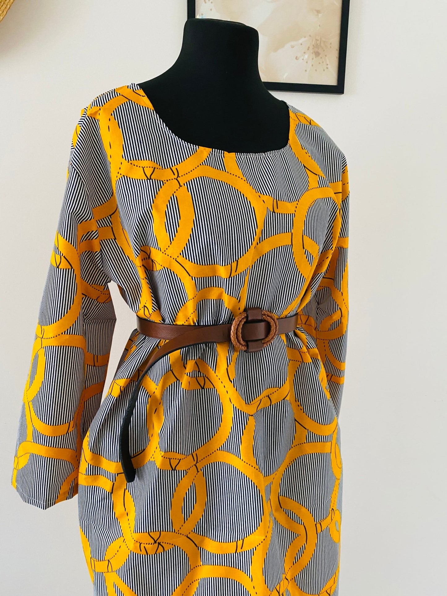 Robe en pagne manches longues - Sandra - Kaysol Couture