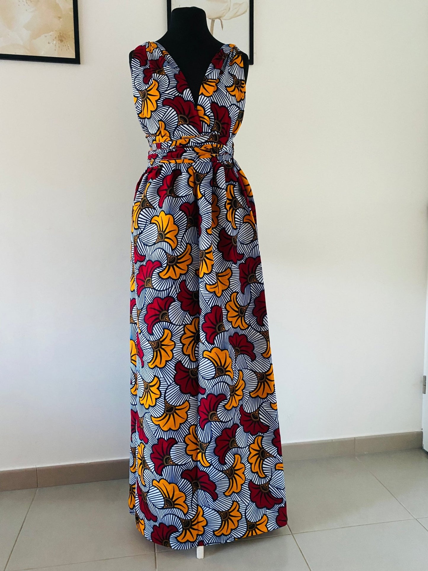 Robe infinity en Wax - Fleurs de mariage - Kaysol Couture