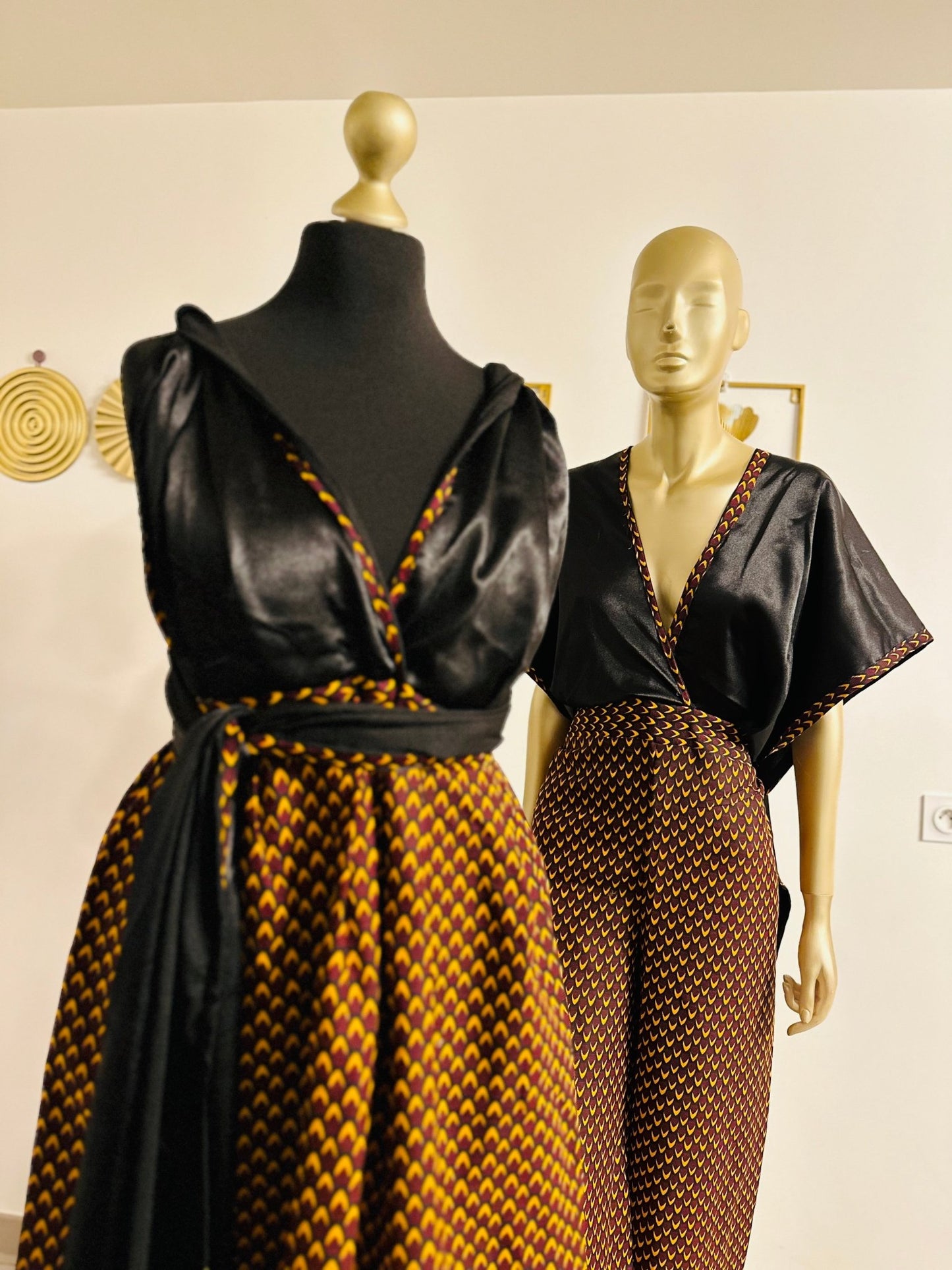 Robe infinity en Wax - Robe de Soiree en Wax et satin - Capsule Haby - Kaysol Couture