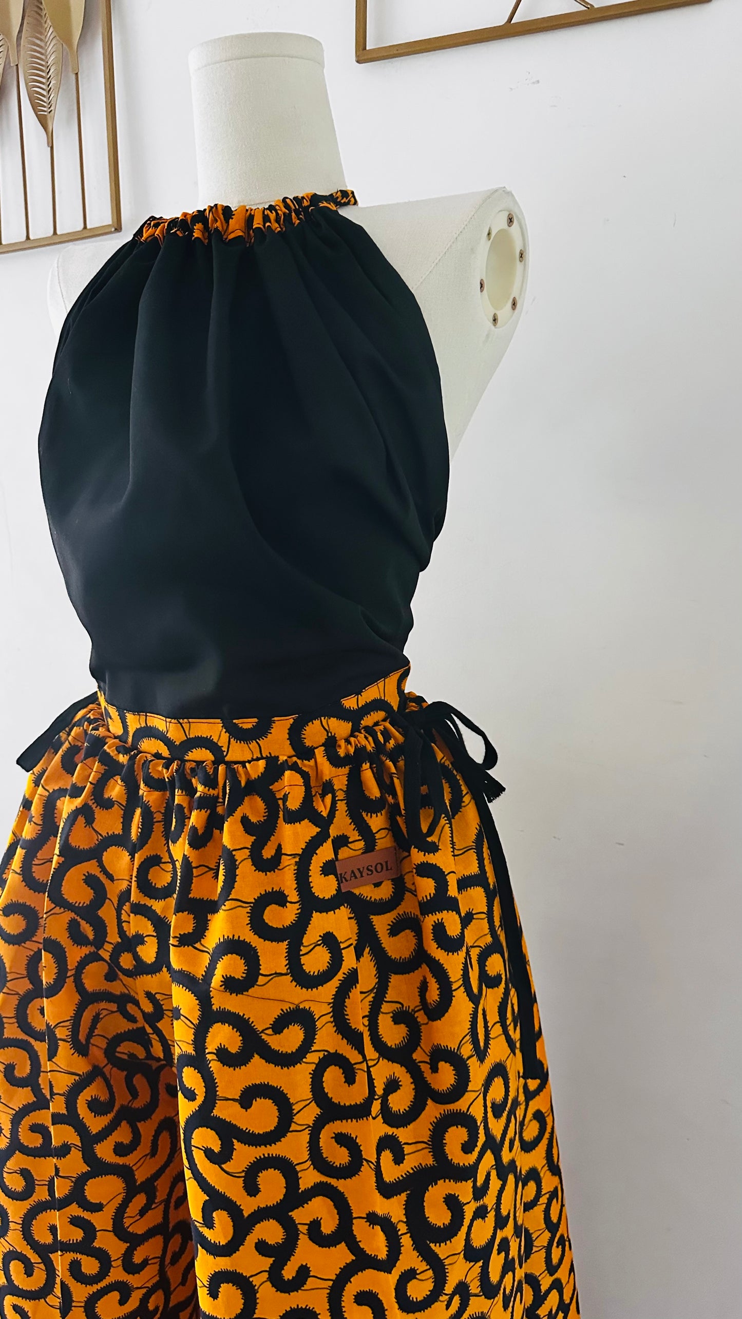 Top Femme en wax / Ajustable et Réversible / 100% coton / Wax jaune