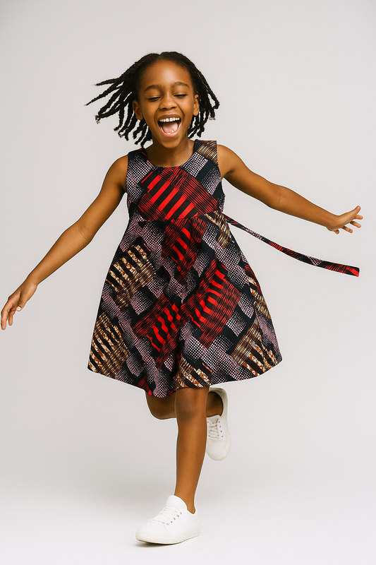 robe en wax bebe - robe plissee en wax - robe patineuse en pagne- robe petite fille 