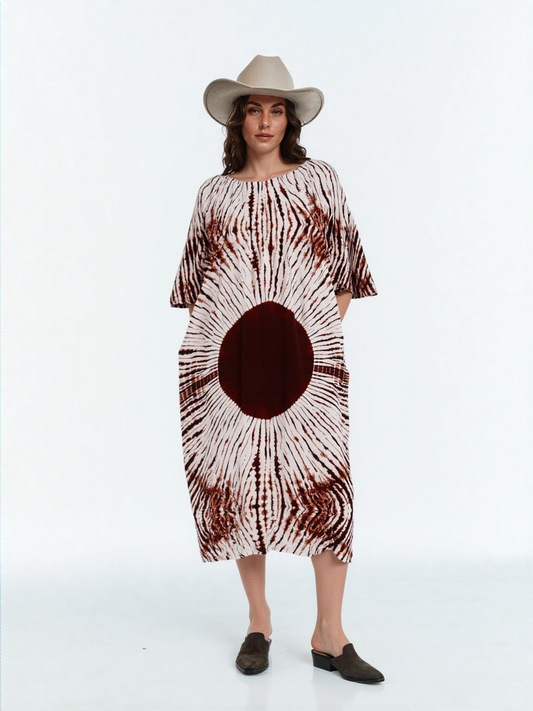 Robe Detente - Robe Maison Tie-Dye marron
