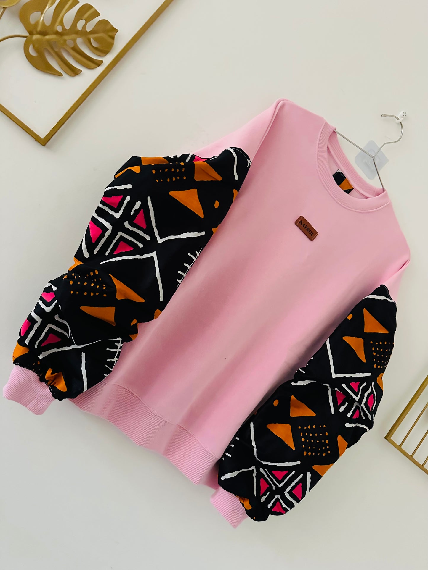 Wax Custom Sweatshirt - Pink - Bogolan