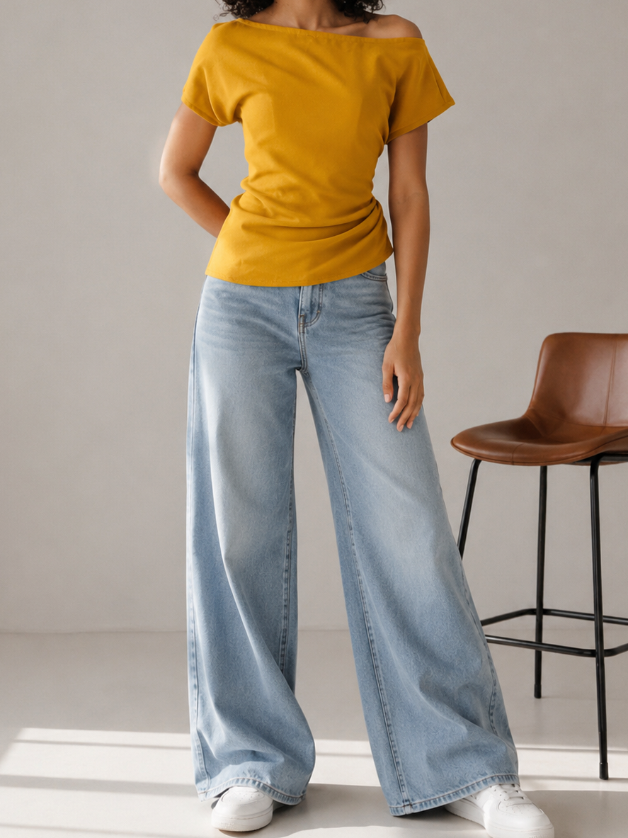 Top asymétrique ajustable/ Haut Laya / Jaune Safran