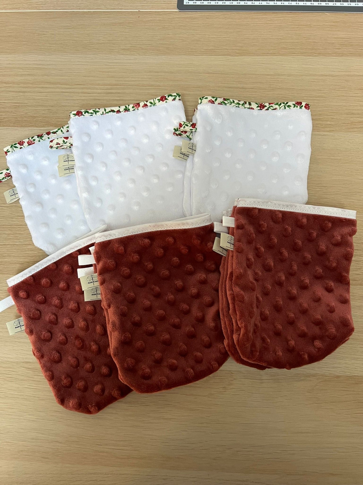 Lot de 2 Gants Démaquillants Magiques - OEKO-TEX® – Bordeaux & Blanc