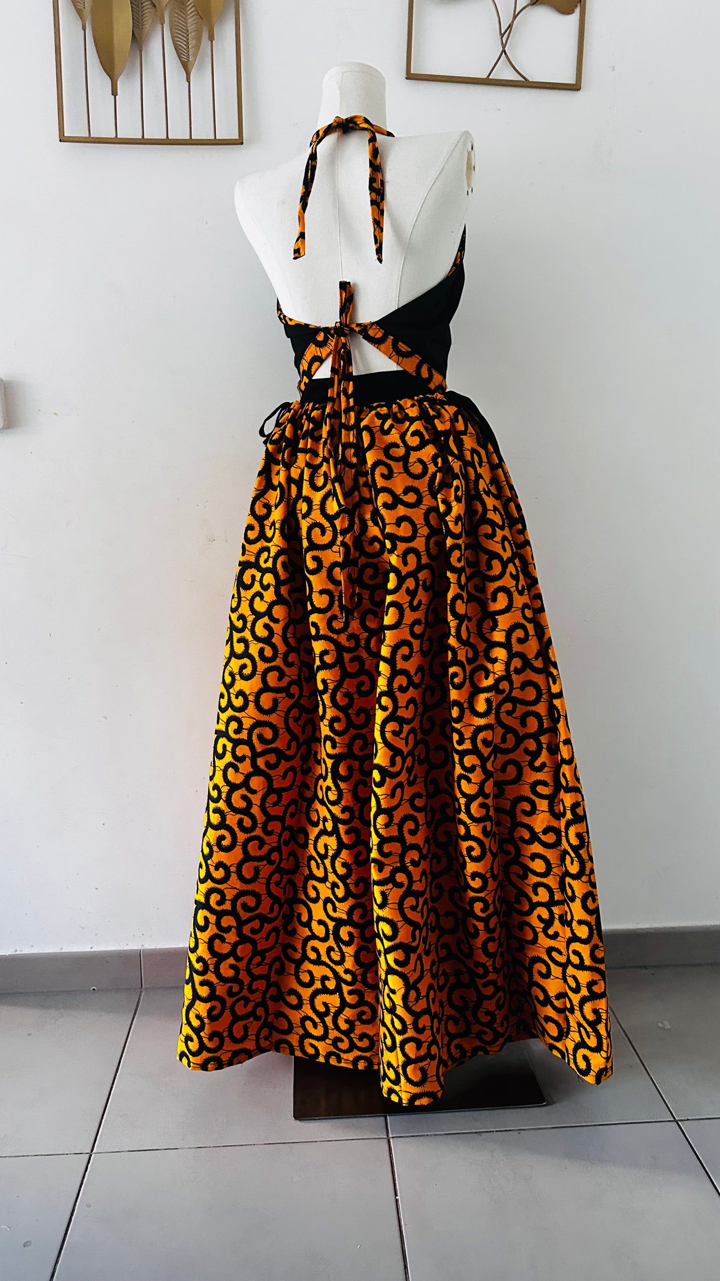 Top Femme en wax / Ajustable et Réversible / 100% coton / Wax jaune