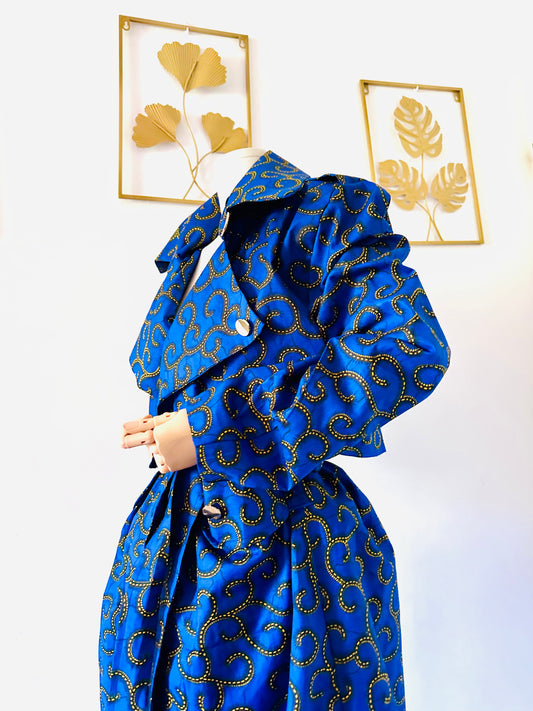 Trench en Wax / Collection Iconique / Taille ajustable / Bleu Royal