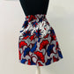 Jupe maxi en Wax - jupe africaine taille haute - tissu Wax fleurs de mariage bleu - Rouge - Jaune