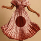 robe tie and dye marron bordeaux beige - robe longue femme - robe grande taille 