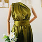 Robe Infinity Satin Olive Brillant – Mariage, Soirée, Bal – 4 Longueurs