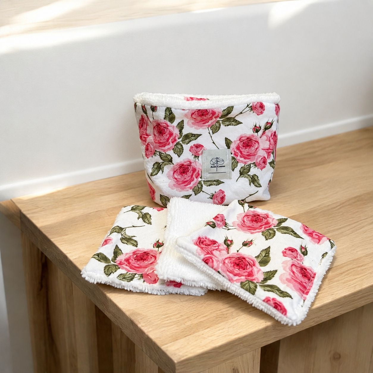 Panier + 10 Lingettes Démaquillantes Lavables – Coton & Matières Naturelles OEKO-TEX®
