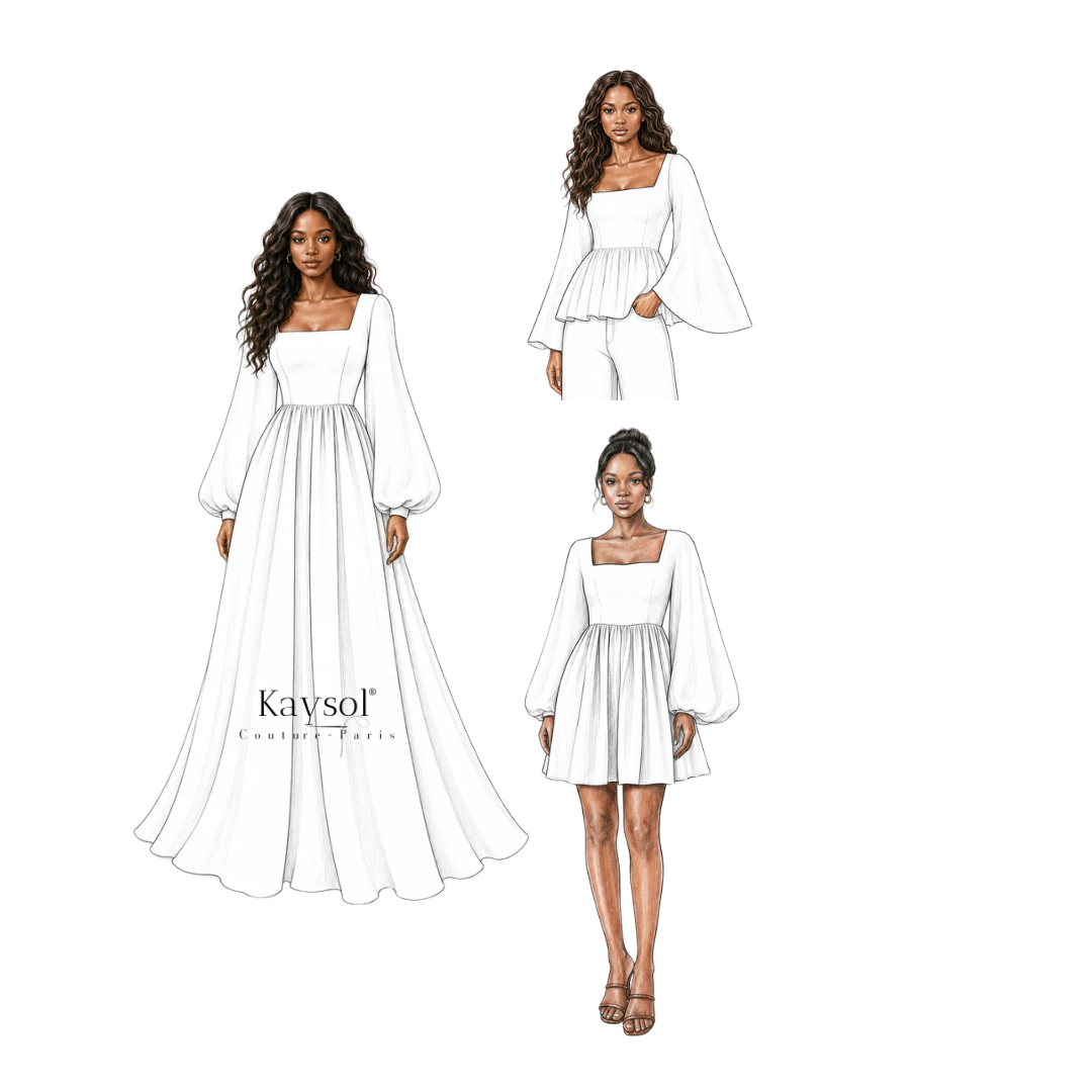 Patron PDF Femme -  Modele Jamila – Patrons Robe Top & Blouse | 34 à 56