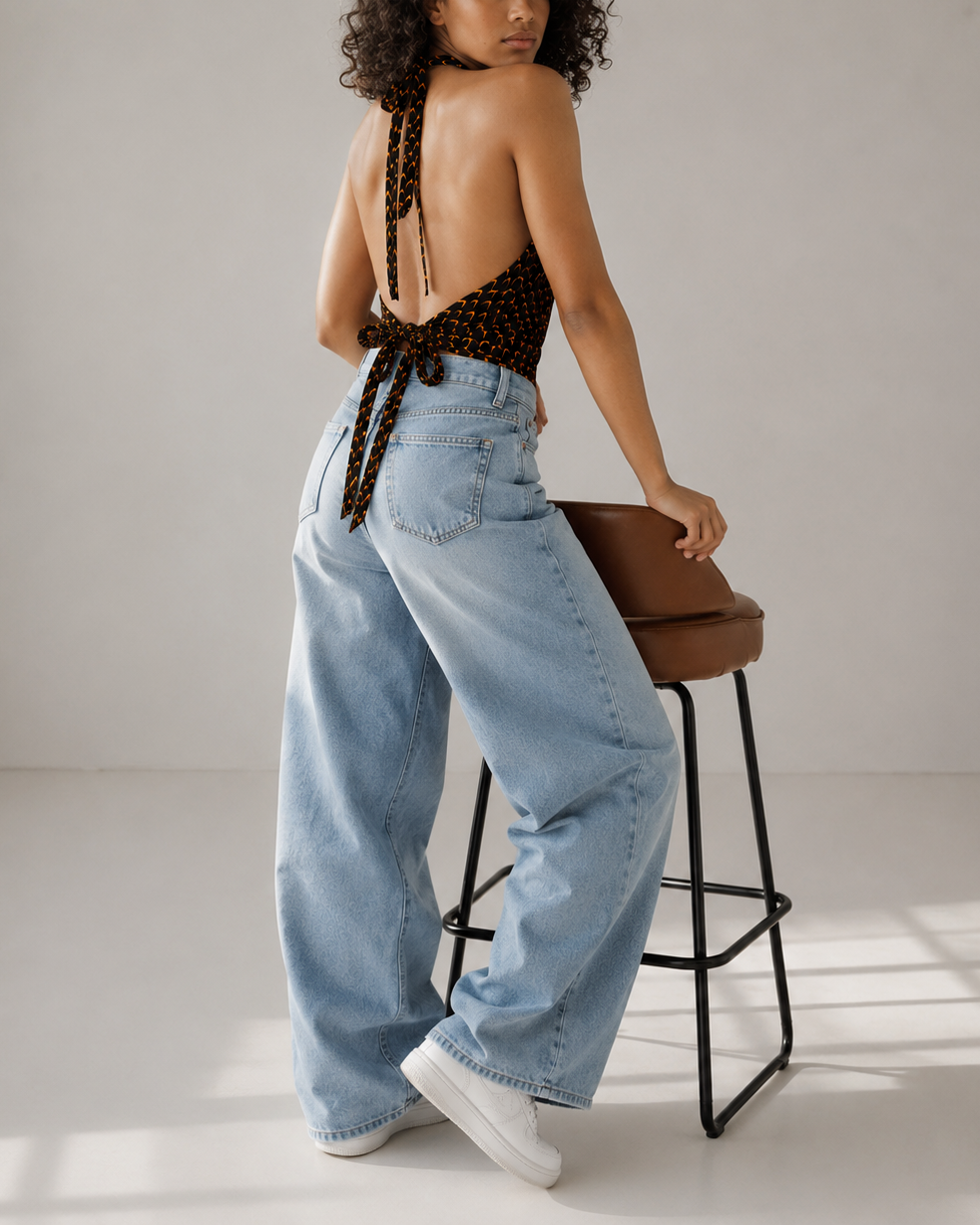 Top Femme en wax / Ajustable et Réversible / 100% coton / en Wax Marron