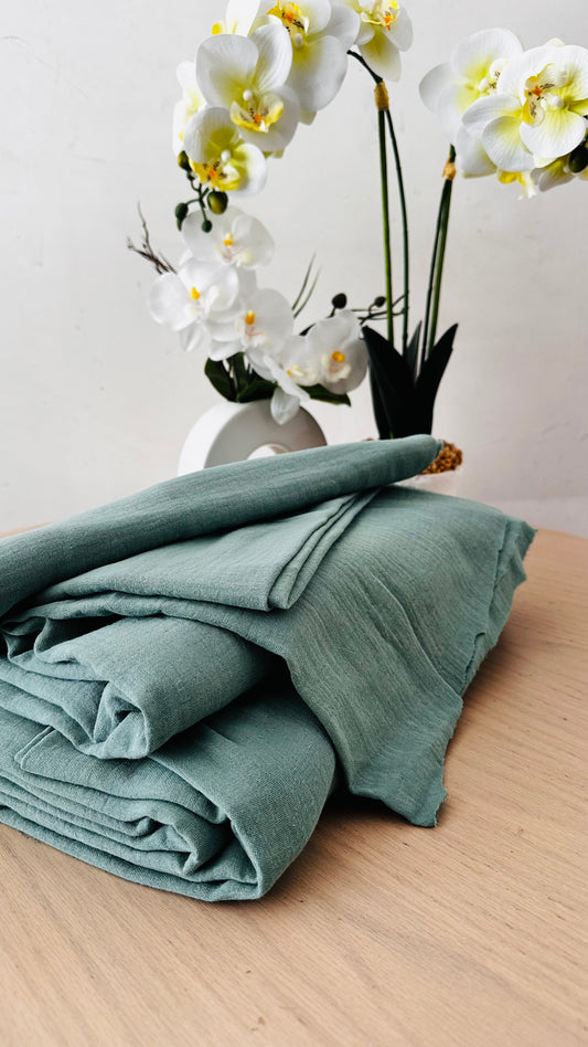 Tissu Double Gaze de coton – Vert sauge | 100% coton | au mètre / Coupon