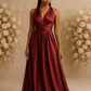Robe Demoiselle d’honneur en Satin Bordeaux - Infinity