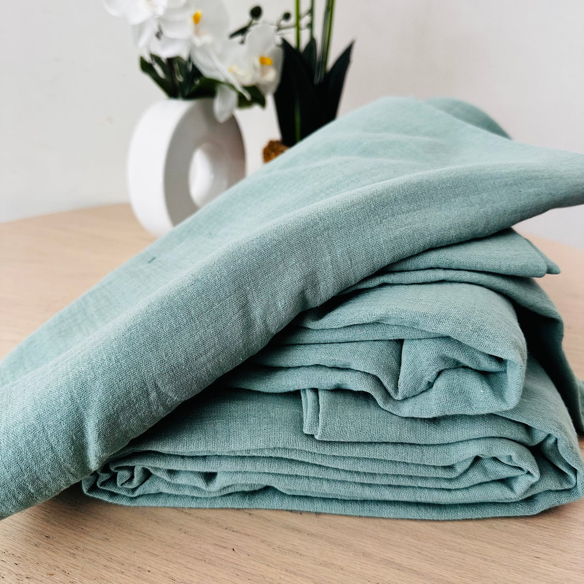 Tissu Double Gaze de coton – Vert sauge | 100% coton | au mètre / Coupon