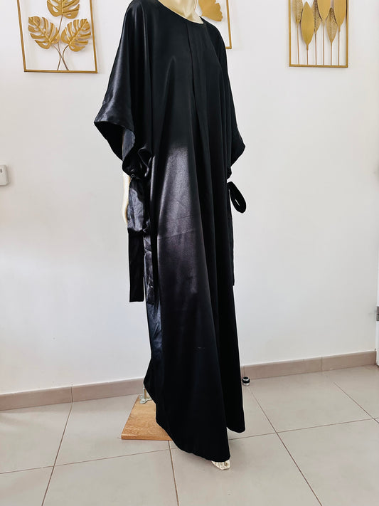 Robe longue en soie noir - Robe de soirée style Boubou