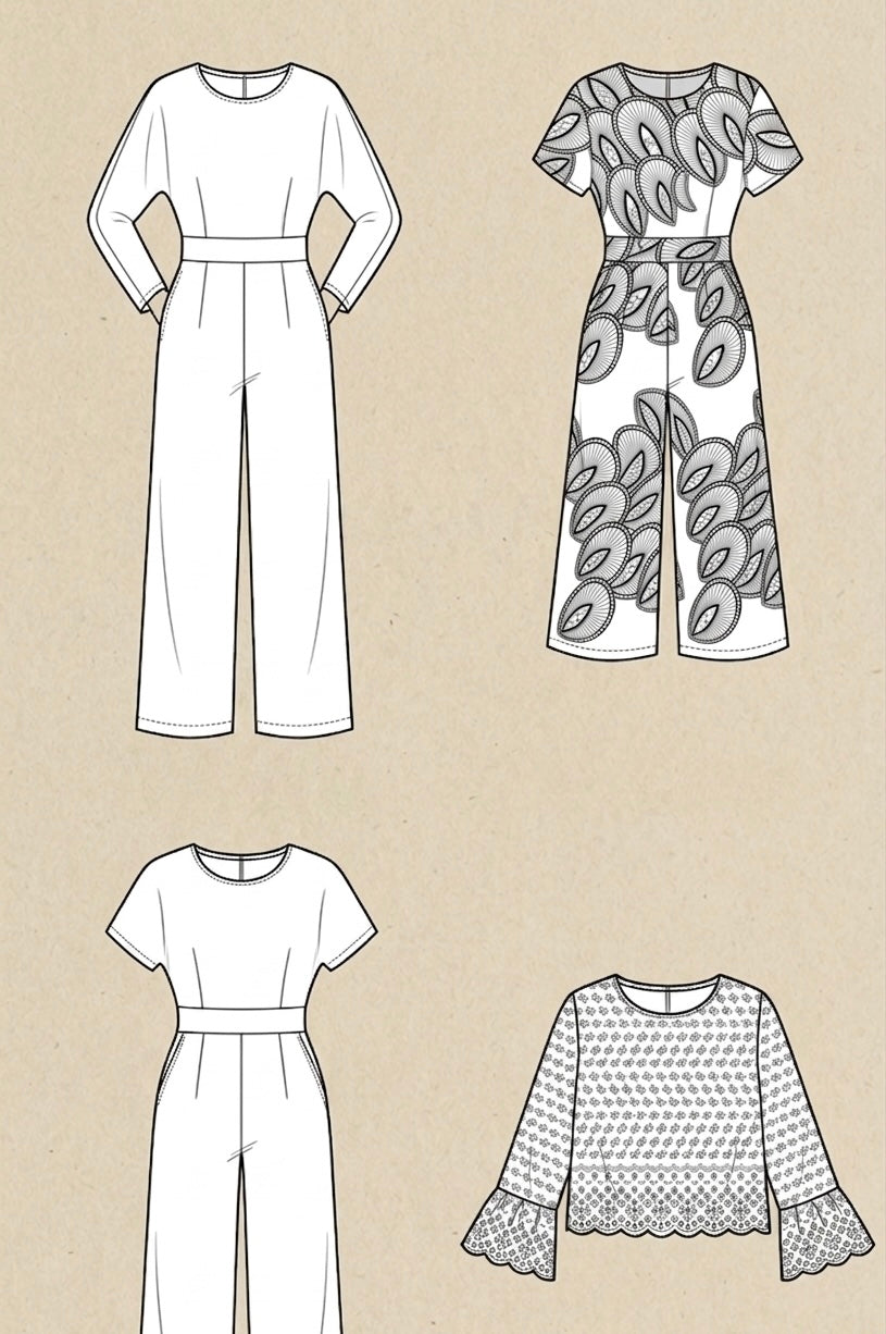 BINTA Women's Jumpsuit Pattern – Sizes 34 to 46 – PDF – 1 Pattern 4 Versions