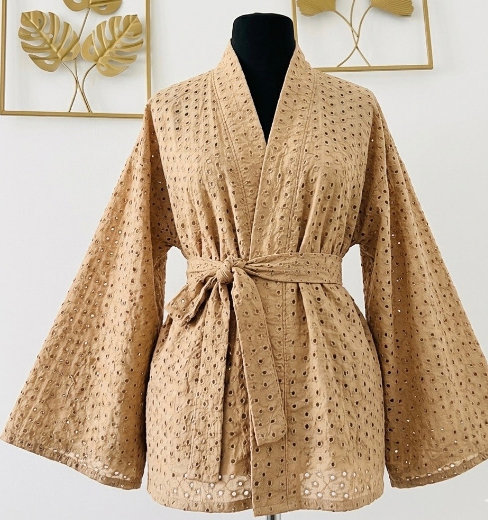 Women's Skirt in Beige Eyelet | 3 Lengths to Choose From
