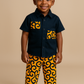 Ensemble enfant garçon Idriss – Wax jaune et noir – Chemise + pantalon – Fait main