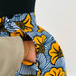 Jupe maxi en Wax - jupe africaine taille haute - tissu Wax fleurs de mariage bleu - Rouge - Jaune