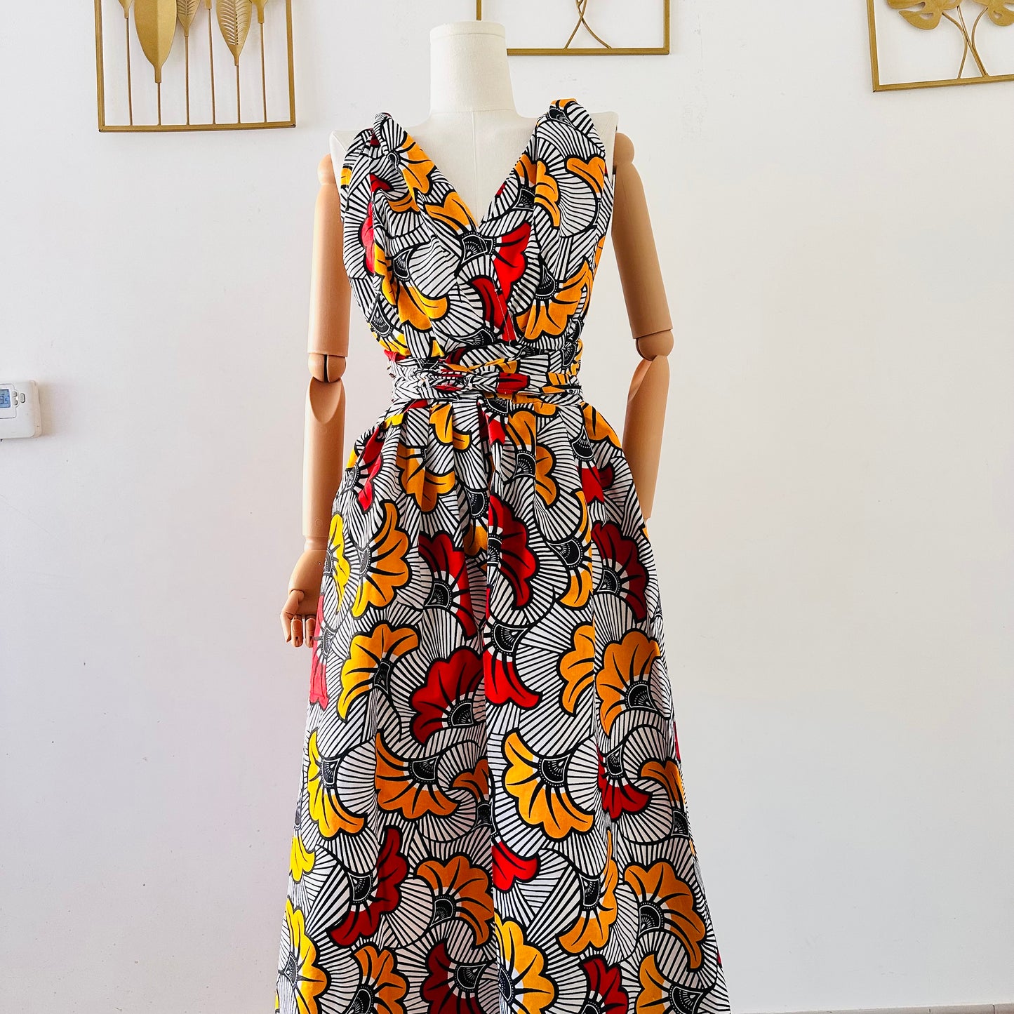Robe infinity en Wax - Fleurs de mariage