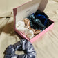 6 premium satin scrunchies gift set | Blue Shade