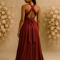 Robe Demoiselle d’honneur en Satin Bordeaux - Infinity
