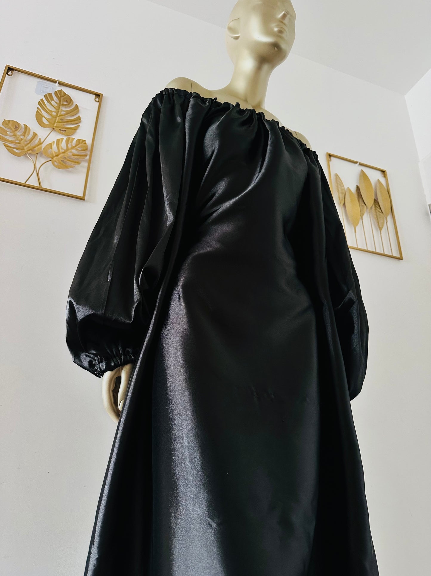 Robe de soirée longue en Soie - Robe demoiselle Noir