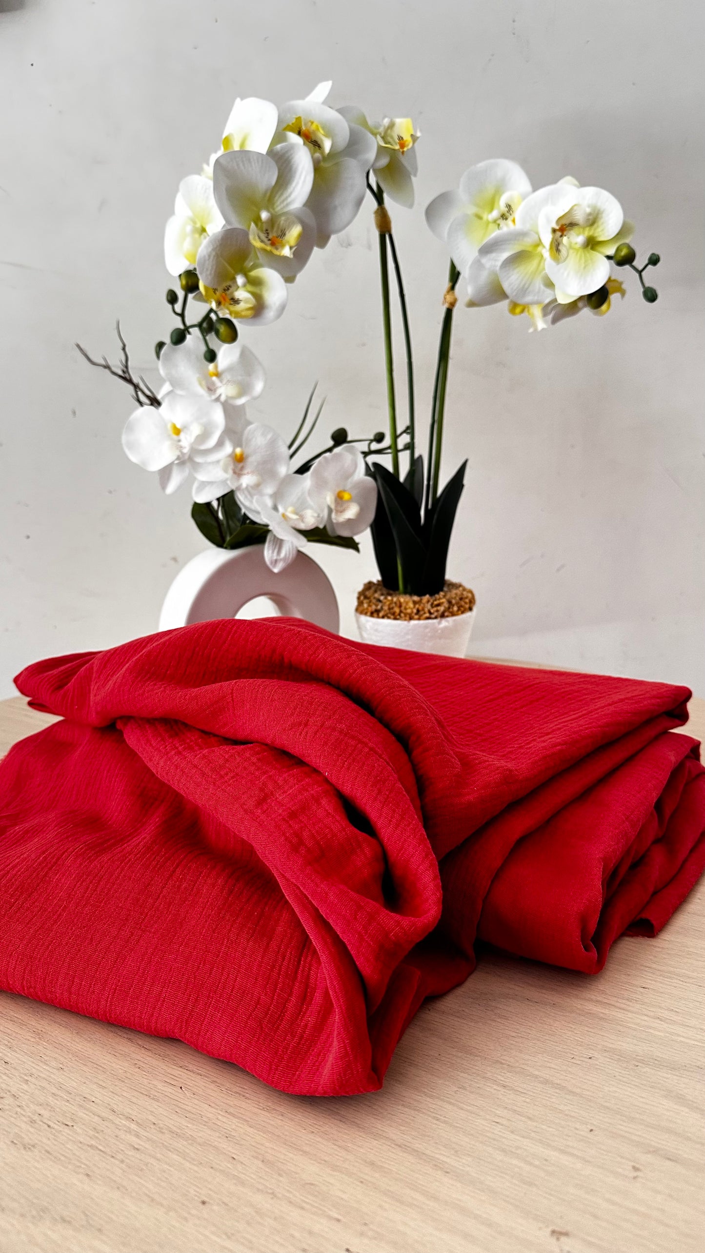 Tissu Double Gaze de coton – Rouge Terracotta | 100% coton | au mètre / Coupon