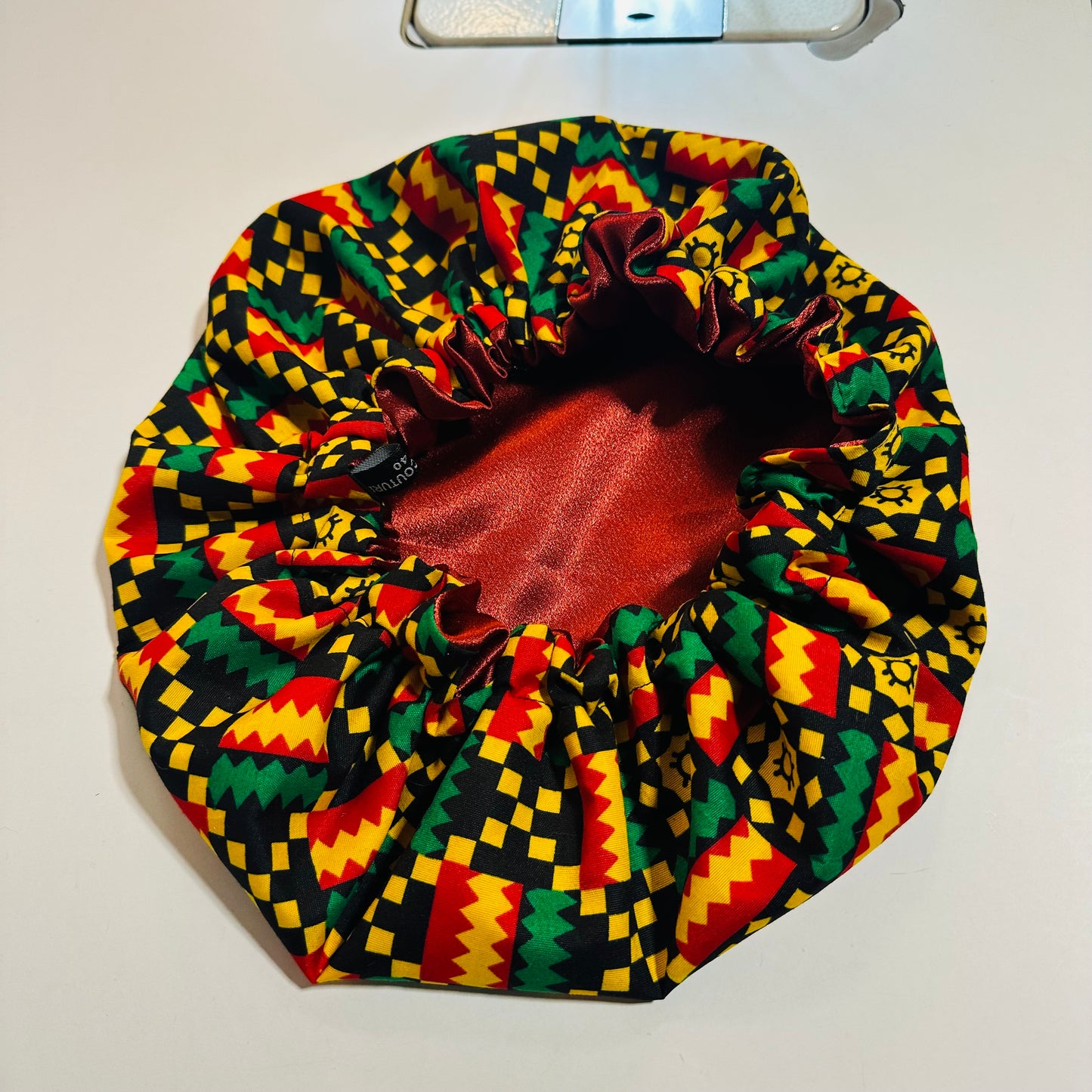 Bonnet de nuit Satin-côté tissu wax - bonnet en satin