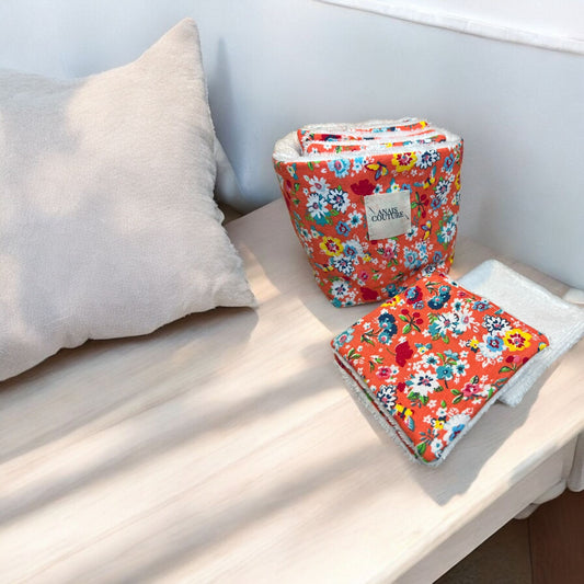 Panier + 10 Lingettes Démaquillantes Lavables – Coton & Matières Naturelles OEKO-TEX®