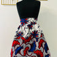 Jupe maxi en Wax - jupe africaine taille haute - tissu Wax fleurs de mariage bleu - Rouge - Jaune