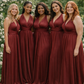 Robe Demoiselle d’honneur en Satin Bordeaux - Infinity