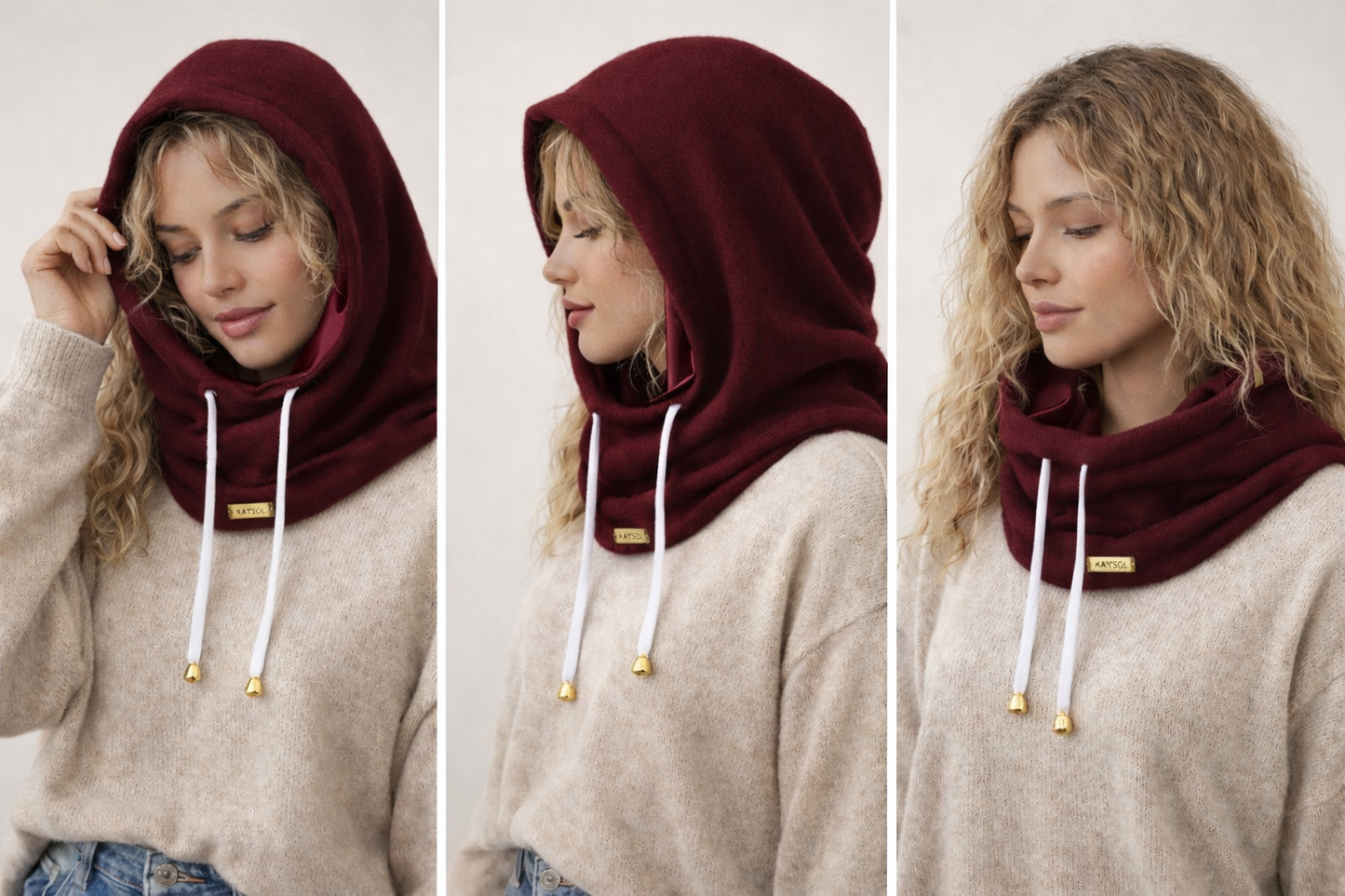 Cagoule maille Chaude | Doublure Satin Premium toucher Soie | Mixte Femme/Homme