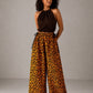 Pantalon Femme Ajustable / 100% coton / en Wax jaune