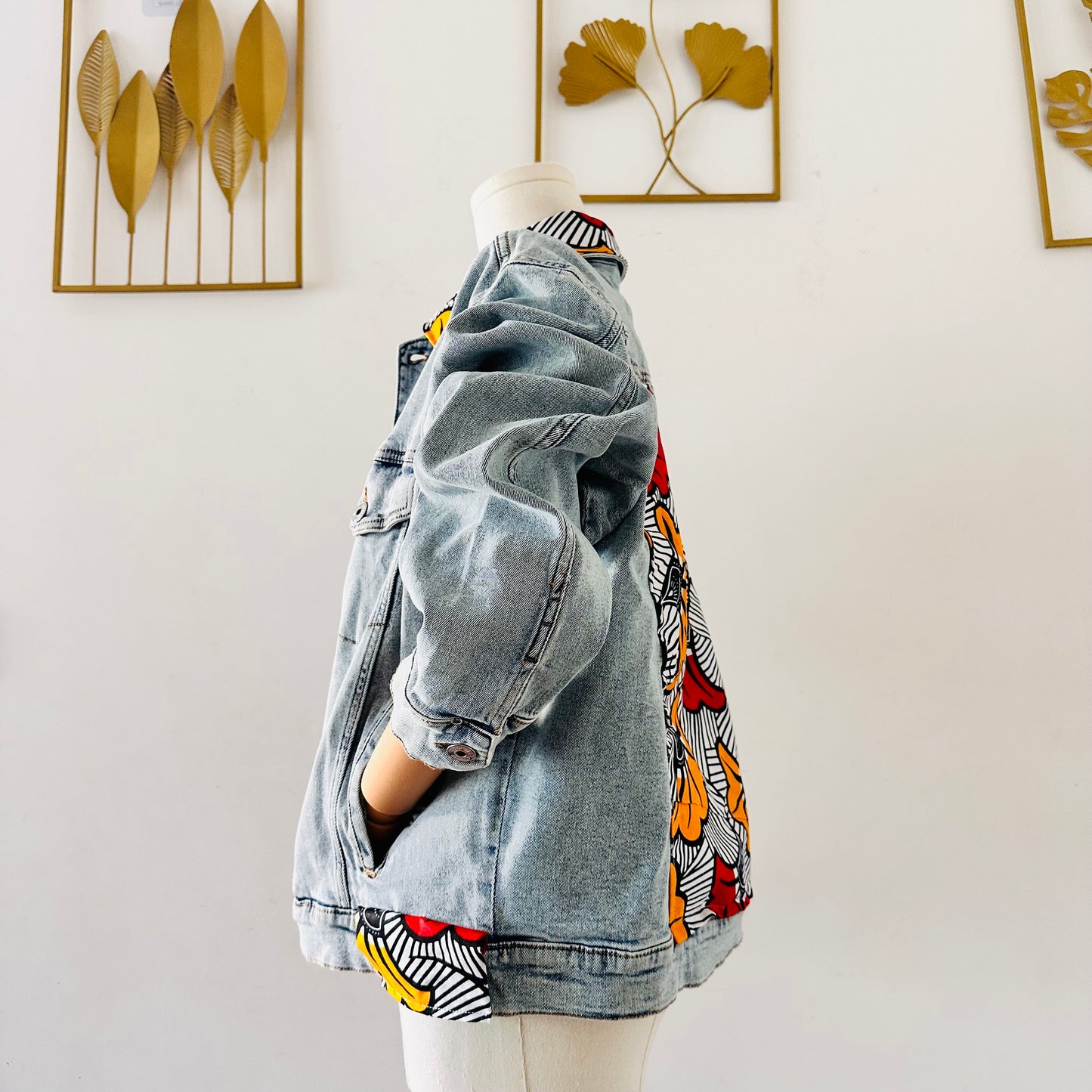 Veste en jean customiser - Veste Wax femme