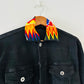 Veste en jean noir avec dos en tissu wax coloré – Kaysol Couture