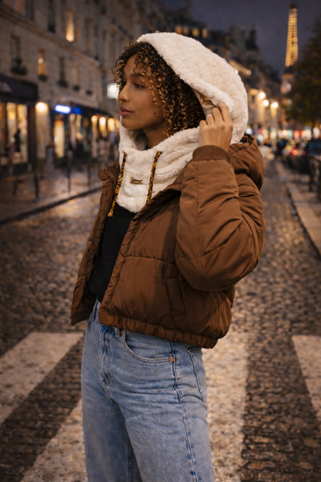 Cagoule chaude en fausse fourrure - Cagoule intérieur Satin anti casse cheveux - Haven