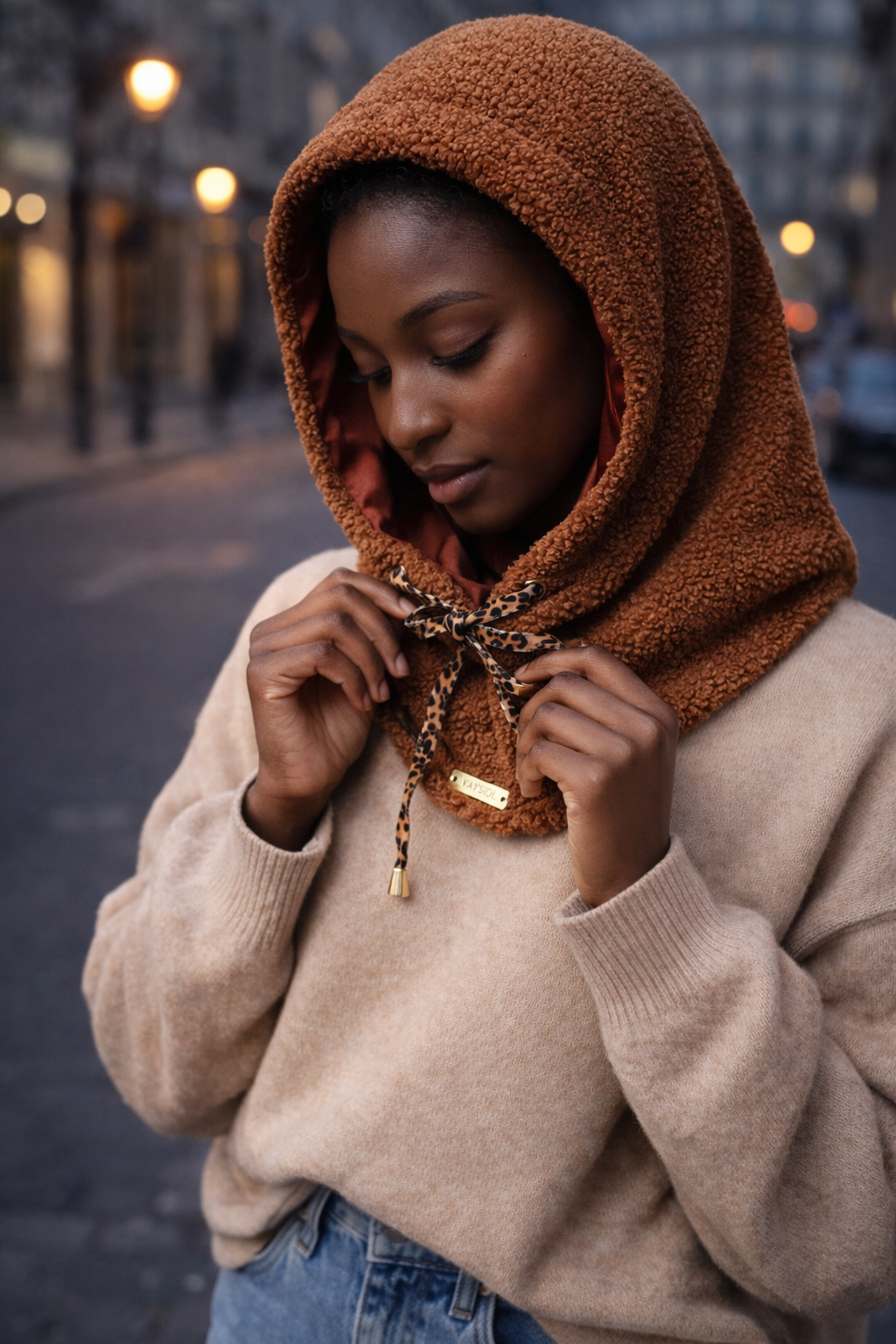 Cagoule chaude en fausse fourrure - Cagoule intérieur Satin anti casse cheveux - Cocoon