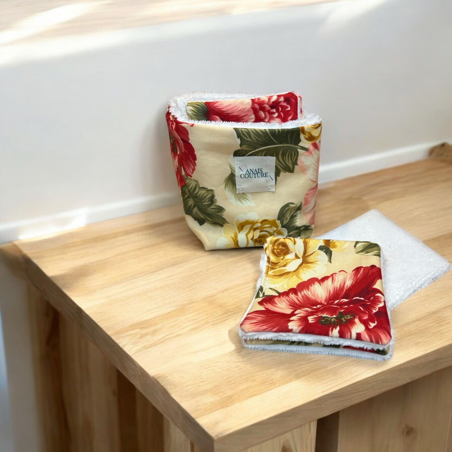 Panier + 10 Lingettes Démaquillantes Lavables – Coton & Matières Naturelles OEKO-TEX®