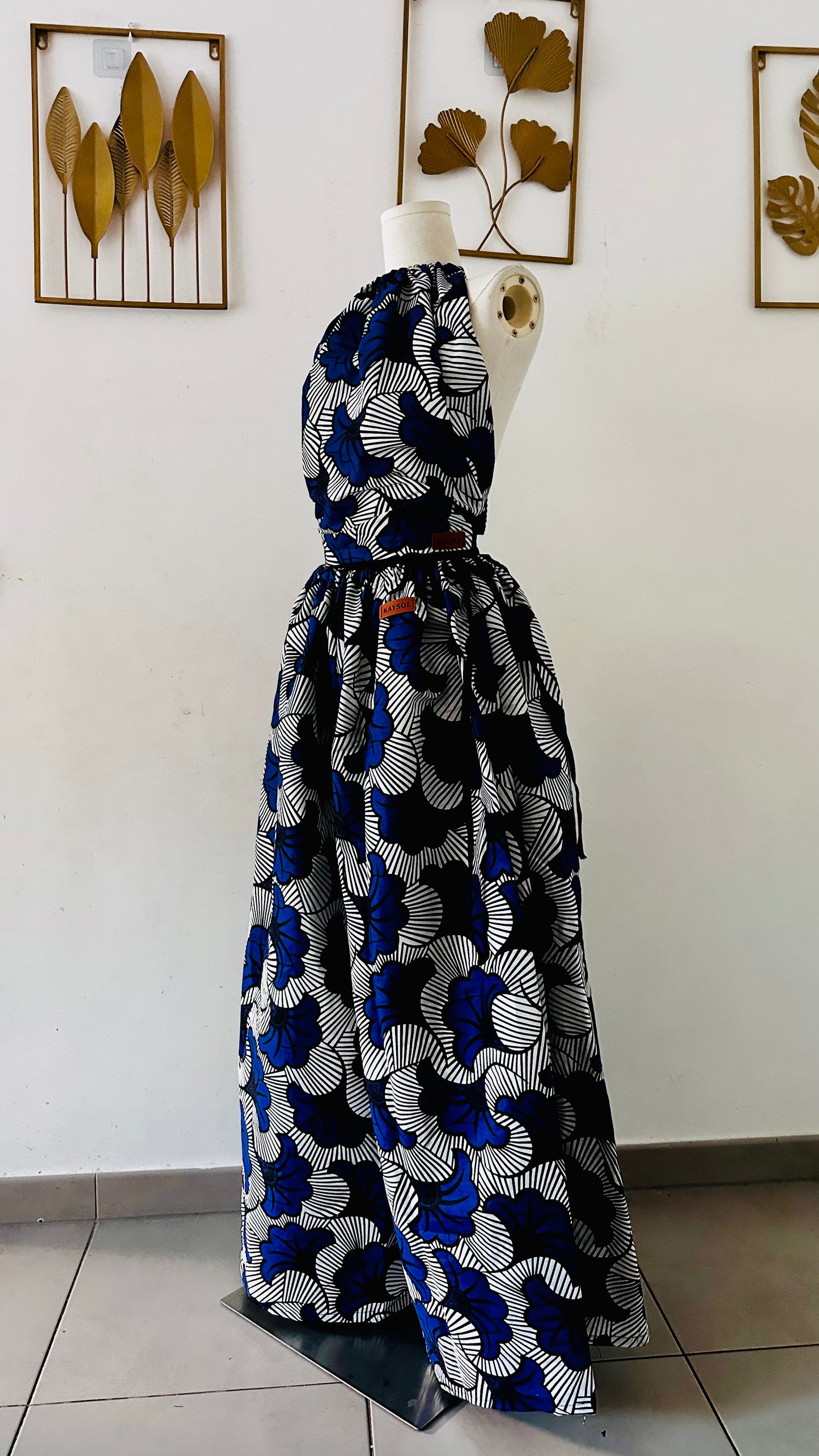 Top Femme en wax / Ajustable et Réversible / 100% coton / Wax Fleur bleue