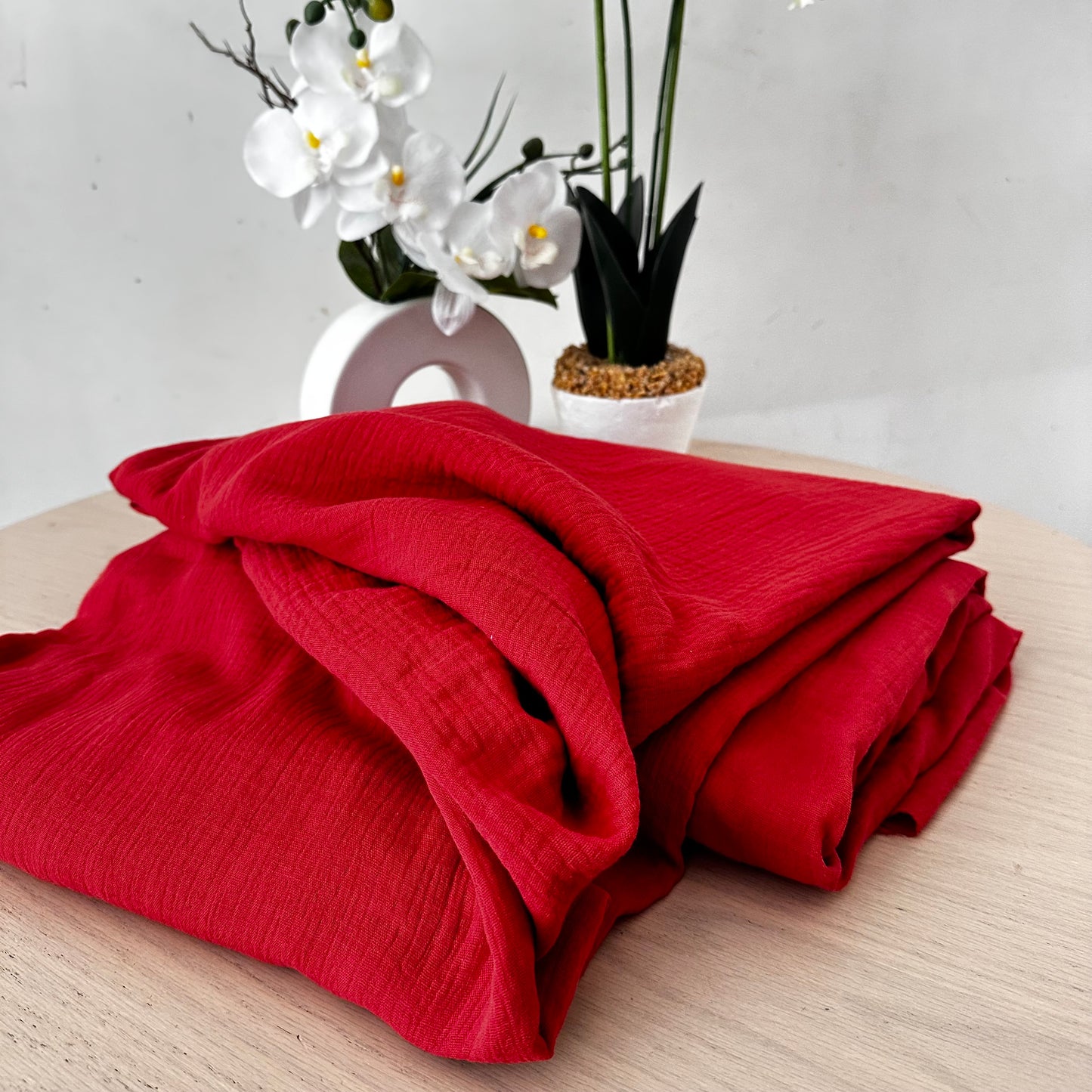 Tissu Double Gaze de coton – Rouge Terracotta | 100% coton | au mètre / Coupon