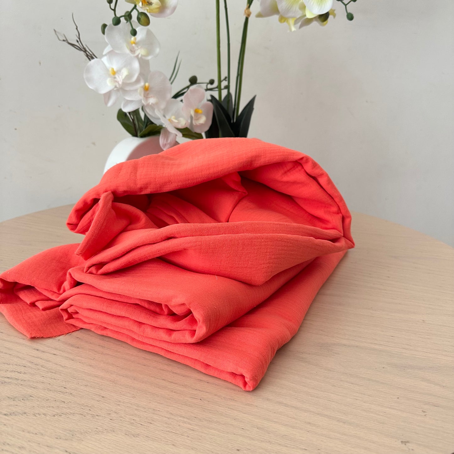 Tissu Double Gaze de coton – Corail Nude | 100% coton | au mètre / Coupon
