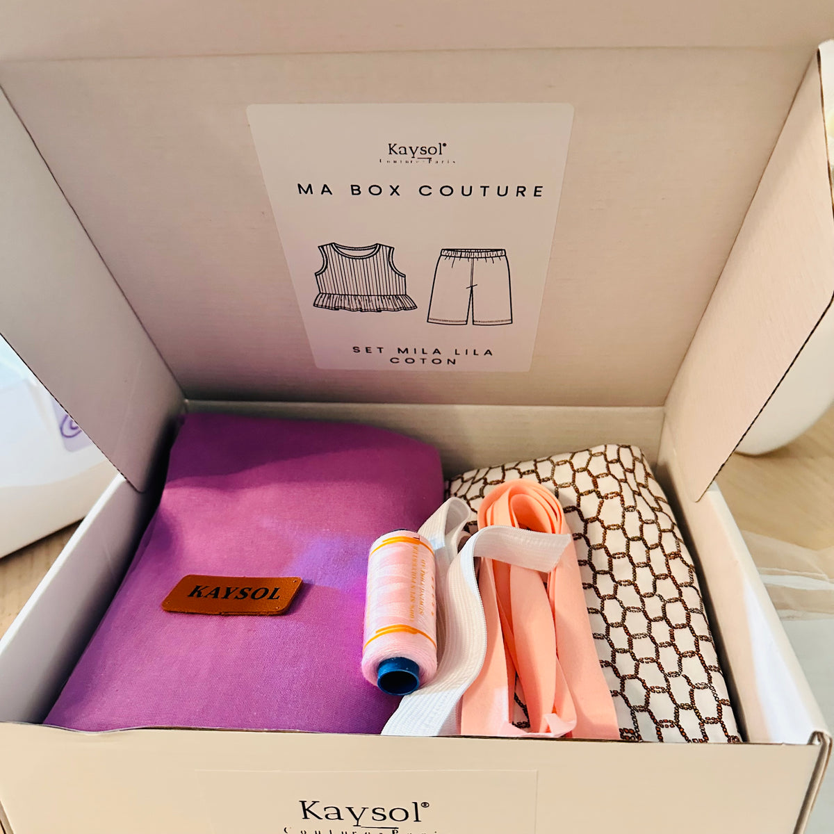 Caja de Costura Creativa – Set Infantil MILA - Telas + Patrón de 1 a 12 años + Mercería
