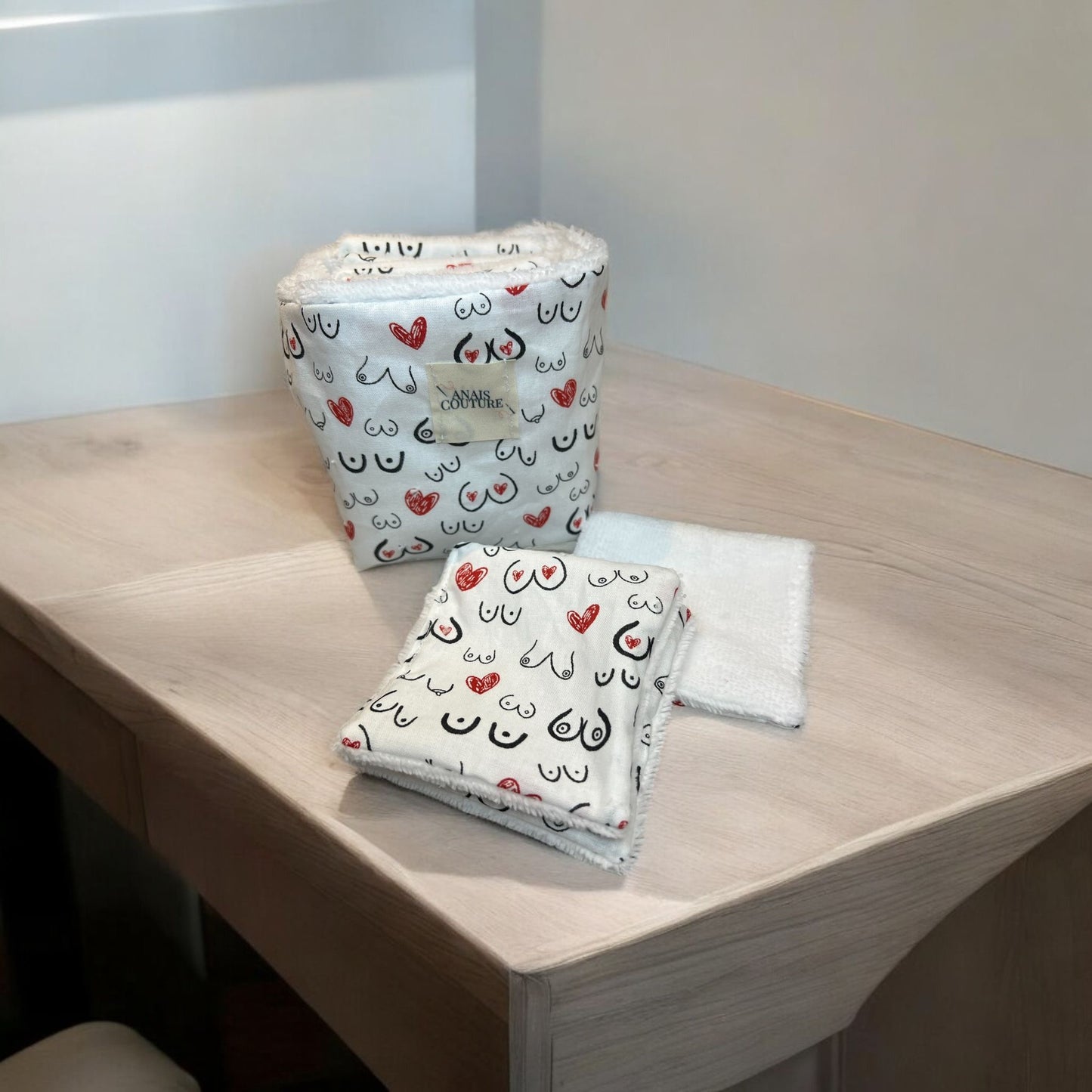 Panier + 10 Lingettes Démaquillantes Lavables – Coton & Matières Naturelles OEKO-TEX®
