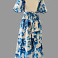 Robe Infinity en wax - Fleurs Bleu Roi - Poches / avec D'autres Choix Motif