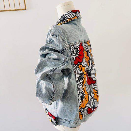 Veste en jean customiser - Veste Wax femme