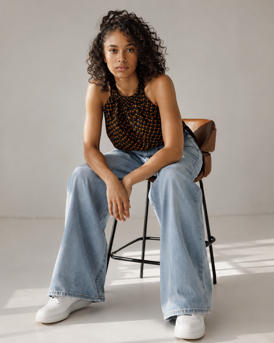 Top Femme en wax / Ajustable et Réversible / 100% coton / en Wax Marron