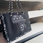 Sac cabas en Wax - Bogolan Noir / Carte Afrique
